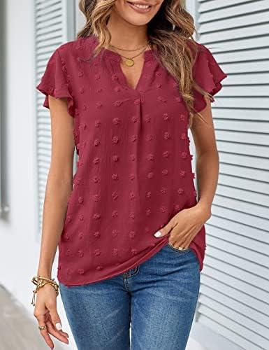 -21% off,Embrace Effortless Sophistication: The MEROKEETY Women’s 2024 Summer V-Neck Ruffle Blouse